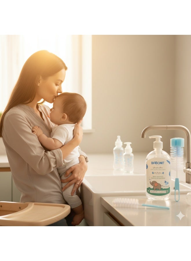 بابونيت منظف ببرونات وحلمات وأدوات تغذية الأطفال  من بابونيت -  500حجم مل | تركيبة نباتية آمنة، خالية من العطور والأصباغ والبارابين، ومختبرة من قبل أطباء الأطفال. - Image 5